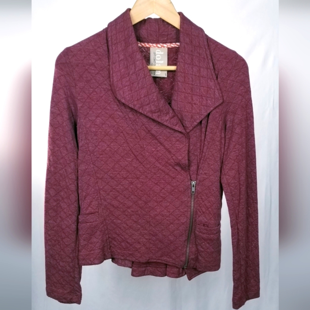 Peplum Knit Jacket Quilted Zip Up Blazer Assymetrical Dolan Left Coast Size S